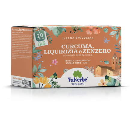 Tisana Curcuma, Liquirizia e Zenzero bio Valverbe-30g-20 Filtri